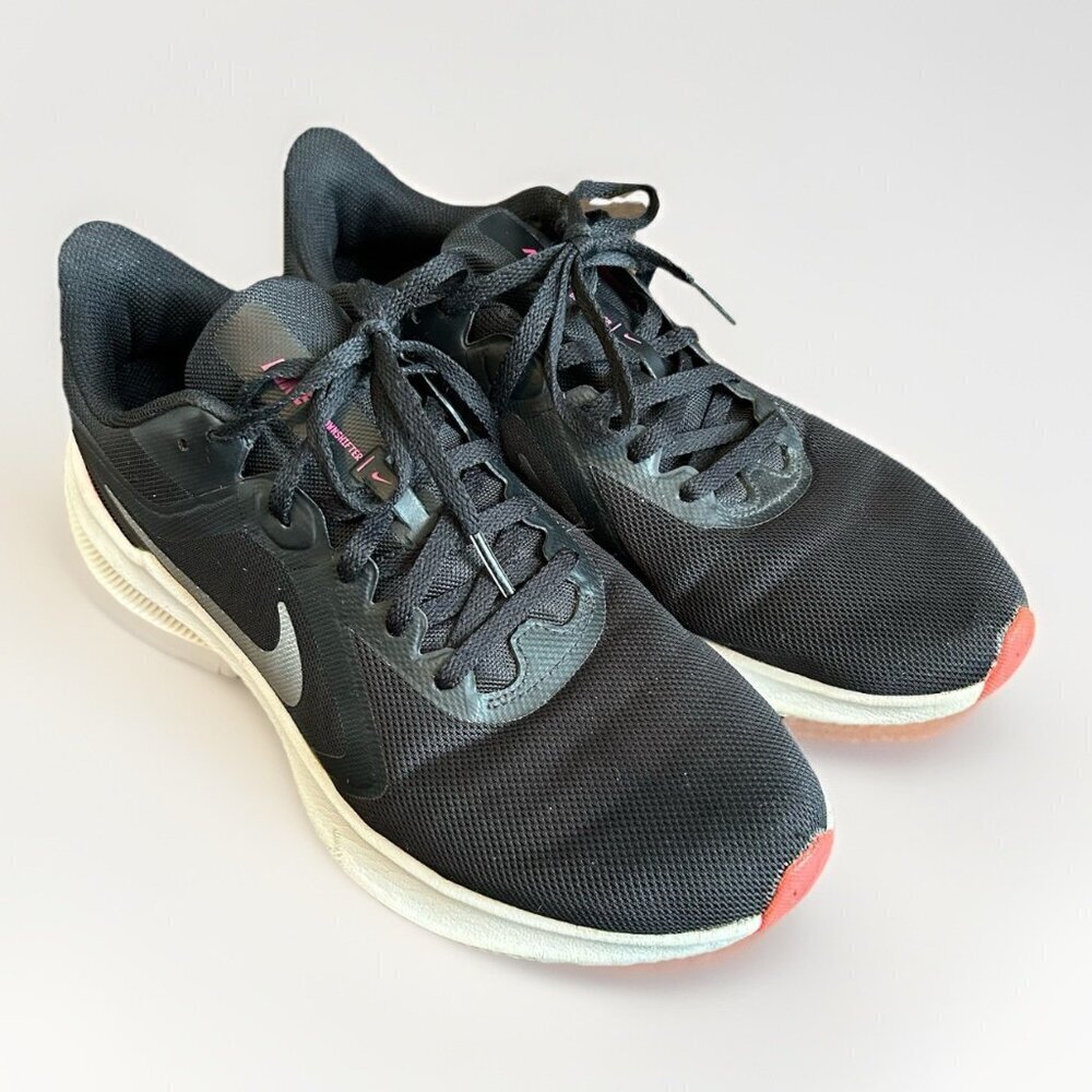 Nike Women's Downshifter Running Sneakers Size 9.5 Black White Pink Lace Up GUC